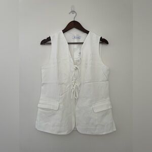 Cicy Bell White Tie Front Neutral Normcore Scandigirl Romantic Blazer Vest